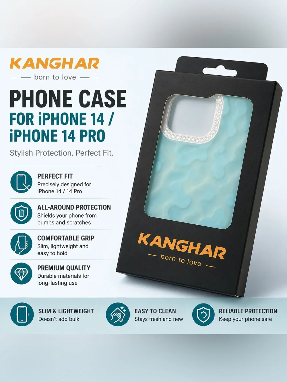 Light Blue Phone Case iPhone 14 14 Pro - OS
